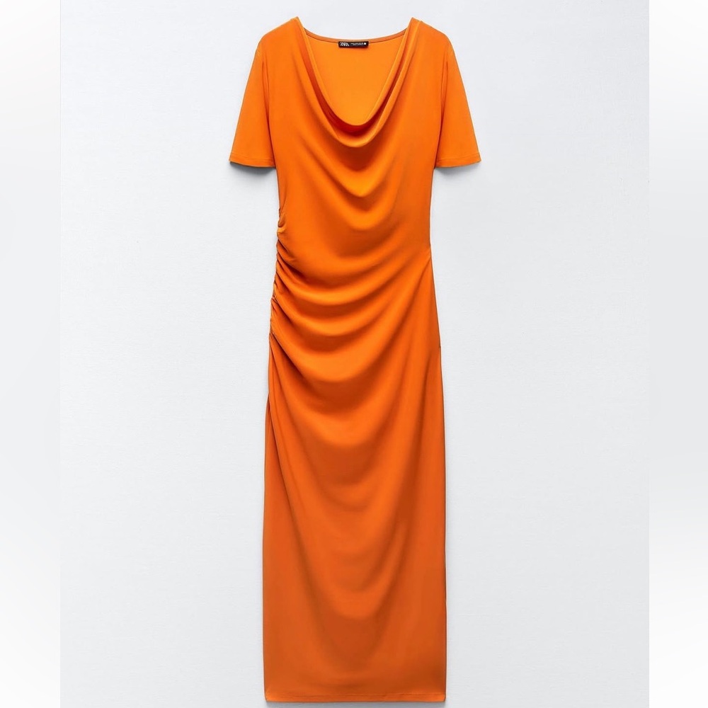 Zara dress NWOT with draped neckline Small
